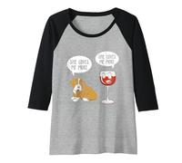Donna She Loves Me More Cane e Vino Rosso Maglia con Maniche Raglan