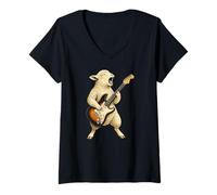 Donna Sheep Chitarra Elettrica Amante Della Musica Chitarrista Maglietta con Collo a V