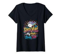 Donna Shell Yeah Spiaggia Sirena Ragazza Estate Maglietta con Collo a V