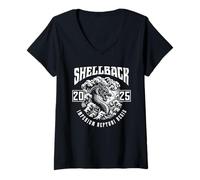 Donna Shellback 2025 Equator Crossing Design per l'anno 2025 Maglietta con Collo a V