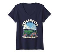 Donna Shenandoah National Park Wildflower Heaven Retro WPA Style Maglietta con Collo a V