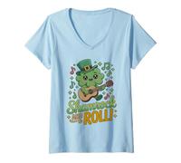 Donna Shenanigan per Bambini Rockstar Shamrock & Roll St Patrick's Rocks Maglietta con Collo a V