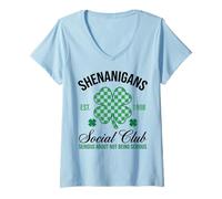 Donna Shenanigans Social Club Serious About Fun 1998 Maglietta con Collo a V