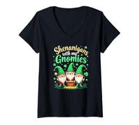 Donna Shenanigans with My Gnomies, Funny St Patricks Day, gnomi Maglietta con Collo a V