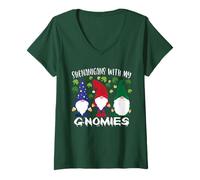Donna Shenanigans With My Gnomies St Patricks Day Gnome Uomini Donne Maglietta con Collo a V