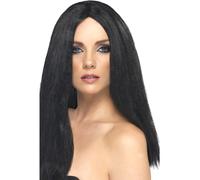 Donna Sher Stile Lungo Parrucca Nera Donna Halloween Strega Costume
