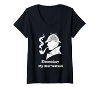 Donna Sherlock Holmes - Citazione classica elementare di My Dear Watson Maglietta con Collo a V