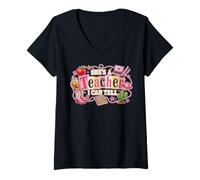 Donna Shes A Teacher I Can Tell Western Classroom Art Graphic Maglietta con Collo a V