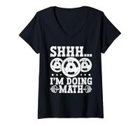 Donna Shhh I'm Doing Math Weight Plate Humor Maglietta con Collo a V