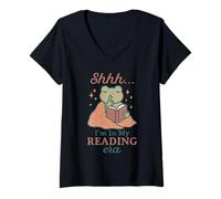 Donna Shhh... Sono nella Mia Area Lettura Maglietta con Collo a V