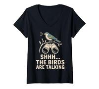 Donna Shhh The Birds Are Talking Umorismo Birdwatching Maglietta con Collo a V