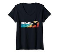Donna Shiba Inu Amante del Cane Proprietario Uomini Donne Bambini Vintage Shiba Inus Maglietta con Collo a V