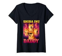 Donna Shiba Inu papà Maglietta con Collo a V