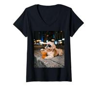 Donna Shih Tzu Iced Coffee Late Night Chill Dog Lover Apparel Maglietta con Collo a V