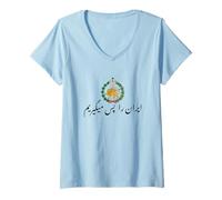 Donna Shir o Khorshid Iran Ra PAS Migirim Leone Persiano e Bandiera del Sole Maglietta con Collo a V