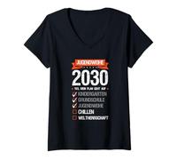 Donna Shirt Jugendweihe 2030 - Sì, Il Mio Piano ha funzionato Maglietta con Collo a V