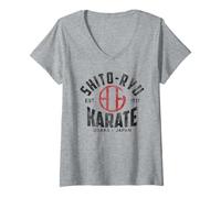 Donna Shito-Ryu Karate Do Arti Marziali Giappone Osaka Vintage Maglietta con Collo a V