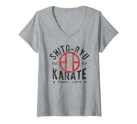Donna Shito Ryu Karate Do Martial Arts Japan Tokyo Vintage Maglietta con Collo a V