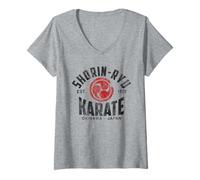 Donna Shorin-Ryu Karate Do Arti Marziali Giappone Okinawa Vintage Maglietta con Collo a V