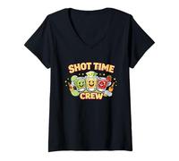 Donna Shot O'Clocks Crew Party Drinking Teams Party Squad Weekend Maglietta con Collo a V