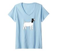 Donna Show boera Goat Girl Maglietta con Collo a V