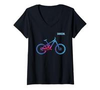 Donna SHREDR. - Anatomia della Bicicletta Maglietta con Collo a V