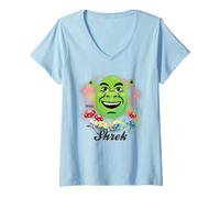 Donna Shrek Airbrush Style Portrait Maglietta con Collo a V