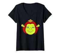 Donna Shrek Fiona Big Face Maglietta con Collo a V
