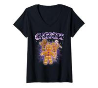 Donna Shrek Gingy 90s Collage Retro Maglietta con Collo a V