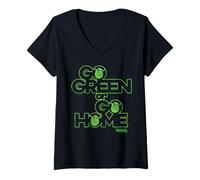 Donna Shrek Go Green Or Go Home Maglietta con Collo a V