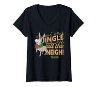 Donna Shrek Jingle all The Neigh Donkey Maglietta con Collo a V