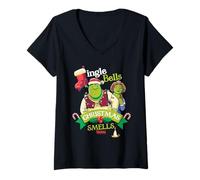 Donna Shrek Jingle Bells Christmas Smells Shrek And Fiona Maglietta con Collo a V