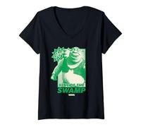 Donna Shrek King of The Swamp Maglietta con Collo a V