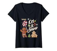Donna Shrek Let It Snow Holiday Gingy Maglietta con Collo a V