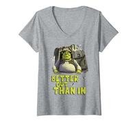 Donna Shrek Outhouse Better Out Than In Quote Maglietta con Collo a V