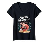 Donna Shrimp Whisperer Underwater Charm Magic Maglietta con Collo a V