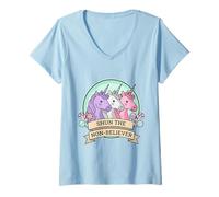Donna Shun The Non-Believer Funny Charlie Unicorn Sarcasmo Meme Maglietta con Collo a V