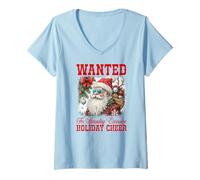 Donna Si Cerca Babbo Natale Divertente per diffondere un'eccessiva Maglietta con Collo a V