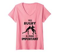 Donna Sì, il rugby è più importante Divertente Rugby Sport Maglietta con Collo a V
