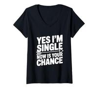 Donna Sì, Sono Single, Ora è lumorismo degli Appuntamenti per la Tua Maglietta con Collo a V