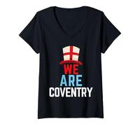 Donna Siamo Coventry Inghilterra Bandiera Sport Maglietta con Collo a V