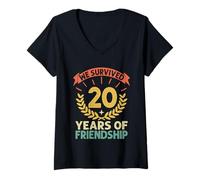 Donna Siamo sopravvissuti a 20 Anni di Amicizia Best Friend BFF Maglietta con Collo a V