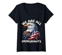 Donna Siamo tutti immigrati sostenere l'immigrazione divertente No Kings Maglietta con Collo a V