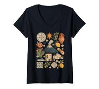 Donna Sicilia | Mediterranean Island Heritage Maglietta con Collo a V