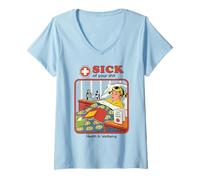 Donna Sick of Your Shit Sarcastic Retro Vintage Funny Adult Humor Maglietta con Collo a V