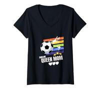 Donna Sideline Queen Mom Soccer Game Days Mom Gift Maglietta con Collo a V