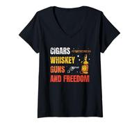 Donna Sigari Whisky Armi E libertà Sigaro Il Whisky Amante Maglietta con Collo a V