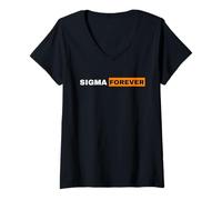 Donna Sigma Maschio Divertente Lone Alpha Introvert Wolf per Uomini Donne Ragazzo Maglietta con Collo a V