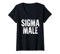Donna Sigma Uomo Lone Wolf Sigma Maglietta con Collo a V