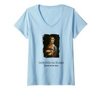 Donna Signora con Un Ermine con Occhiali da Sole Maglietta con Collo a V